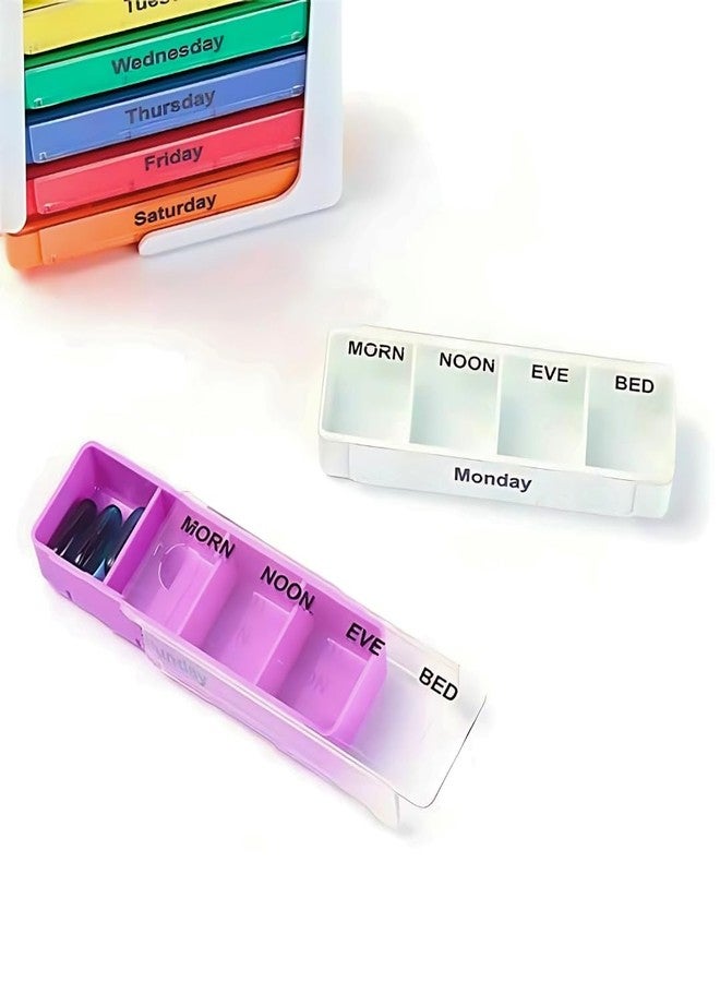 Extra Care Weekly 4-Times-a-Day Pill Box | Morning, Afternoon, Evening, Bedtime Organizer | Durable, Easy-to-Use Medication Case,Set of 1 - Image 4